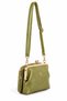Women's Coral Oil Green Faux Leather Small Size Crossbody Shoulder Bag with 3 Pockets and Zipper Closure