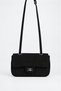 Women's Sapphire Black Suede Flap Shoulder Bag with Lockable Adjustable Crossbody Strap and Back Pocket - 5