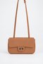 Women's Sapphire Tan Suede Flap Shoulder Bag with Lockable Adjustable Crossbody Strap and Back Pocket - 5