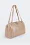 Women's Emerald Mink Shiny Faux Leather Crossbody Zippered Lined Bowling Shoulder Bag - 3