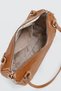 Women's Emerald Tan Shiny Faux Leather Crossbody Zippered Lined Bowling Shoulder Bag - 7