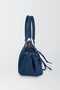 Women's Savana Navy Blue Suede Studded Tassel Zipper Detailed Cross Strap Lined Shoulder Bag - 3