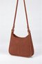 Women's Selvi Brown Suede Piping Detailed Double Strap Zipper Closure Shoulder Bag - 5