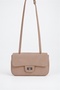 Women's Sapphire Dark Mink Suede Flap Shoulder Bag with Lockable Adjustable Crossbody Strap and Back Pocket - 3