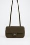 Women's Sapphire Khaki Suede Flap Shoulder Bag with Lockable Adjustable Crossbody Strap and Back Pocket - 6