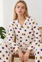 Women's Ladybug Shirt Collar White Pajama Set 4827