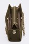 Women's Spruce Khaki Suede Chain Handle 3-Compartment Cross Strap Lined Box Hand and Shoulder Bag - 6