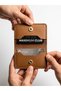 Genuine Leather Snap Fastener Card Holder and Minimalist Wallet (Dual Compartments & Hand-Sewn Detail)