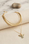 Gold-Toned Rice-Patterned Phoenix-Motif Snake Chain Detail Women's Necklace Set - Lisinya LSELDR06