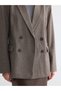 Özmarka New Season Beige Double-Breasted Collar Patterned Women's Blazer Jacket - 3