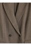 Özmarka New Season Beige Double-Breasted Collar Patterned Women's Blazer Jacket - 7