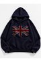 Women's England Flag Stone Printed Hooded Oversize Sweatshirt
