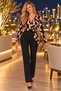 In the Focus of a Knot Combination - Women's Patterned V-Neck Long Sleeve Sweater - 2