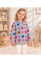 Baby Girl & Child Butterfly and Patterned Crew Neck Stretchy Knit Sweater