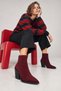 Wanise Women's Genuine Leather Cowboy Boots Burgundy Suede - 7