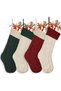4 Pack Christmas Stockings, 18 Inches Large Christmas Stocking, Cable Knitted Xmas Stocking, Hanging Stocking Decorations for Holiday Christmas Party Family Decor (Red White Green) - 3