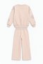 Cream Girls' Sequin Patterned Crew Neck Wide Leg Sweatpants Set 25033 - 4