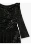 Long Sleeve Semi-Sheer Tulle Boat Neck Off the Shoulder Midi Floral Dress - 3