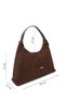Women's Brown Suede Long Strap Hand and Shoulder Bag - 3