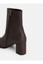 Ozmarka New Season Brown Pointed Toe Zippered Women's Heeled Boots - 3