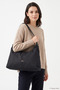Women's Black Suede Long Strap Hand and Shoulder Bag - 2