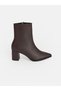 Ozmarka New Season Brown Pointed Toe Zippered Women's Heeled Boots - 2