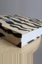 Linen Fabric Covered Large Decorative Book Box Zebra Patterned Beige Black - 4