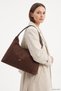 Women's Brown Suede Long Strap Hand and Shoulder Bag - 2