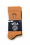 Jean 3-pack orange green beige long cotton jacquard standard fit unisex socks with bear design. - 2