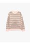 Long Sleeve Crew Neck Striped Sweater - 5