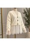 Premium Lace Detailed Sleeve-Cuffed Knitwear Cardigan -Ecru - 4