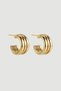 Three Row Hoop Earrings - Gold - 3