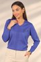 Women's V-Neck Button Detailed Ribbed Knit Blouse - 3