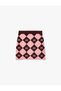 Elastic Waist Bowknot Decorated Diamond Patterned Skirt - 4