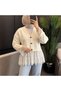 Premium Lace Detailed Sleeve-Cuffed Knitwear Cardigan -Ecru - 2