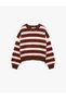 Long Sleeve Crew Neck Striped Sweater - 5