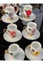 Acar 6 Person Special Design Porcelain Rose Detail Colorful Coffee Cup Set 90 ml Cntrysn - 7