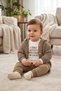 Baby Boy 3 Piece Hooded Knitted Cardigan T-Shirt and Pants Set Ak50749