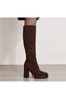 Women's Suede Zippered Heeled Boots - 4