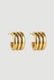 Three Row Hoop Earrings - Gold - 2