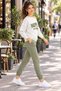 Reflect Your Attitude - Women's Letter Print Boat Neck Sweatshirt and Elastic Cuff Pants Two-Piece Set - 2