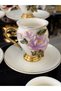 Acar 6 Person Metal Leg Porcelain Colored Rose Detail 6 Person Coffee Cup Set 90 ml Wldsprt - 4