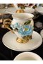 Acar 6 Person Metal Leg Porcelain Colored Rose Detail 6 Person Coffee Cup Set 90 ml Wldsprt - 3