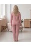 Women's Winter Large Size Cotton Patterned Collar Buttoned Comfortable Pajama Set - 4