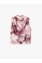 Slim Fit Draped High Neck Sleeveless Floral Satin Blouse