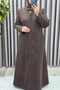 Women's Clothing Plus Size Full Length Cashmere Coat with Stone Collar and Hidden Buttons - 8