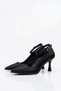 Women's Stella Black Satin Pointed Ankle Strap 7 cm Heeled Shoes - 3