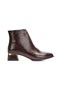 Women's Comfortable Heeled Zippered Winter Classic Daily Boots with Gold Accessories on the Front - 2