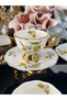 Acar 6-Piece Lemon Pattern Porcelain Gilded Coffee Cup Set 90 ml