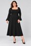 Plus Size Square Neck Flounce Sleeve Viscose Dress